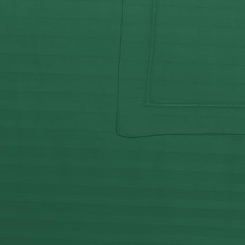 Image of Cotton Plain Stripe Single Bedsheet with 1 Pillow Cover (60 X 90 Inch) - Dark Green