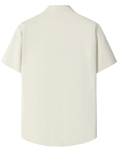 JOGAL Mens Guayabera Shirts Cuban Short Sleeve Casual Button Down Beach Shirt2