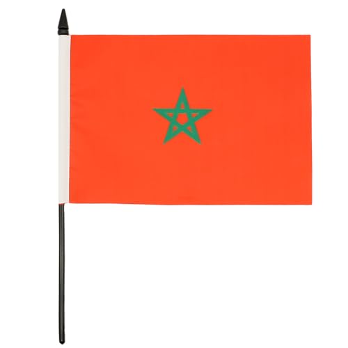 Image of Morocco Table Flag 5'' x 8'' - Moroccan Desk Flag 21 x 14 cm - Black plastic stick and base - AZ FLAG