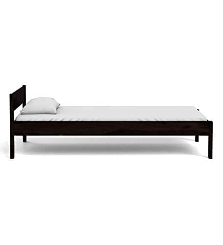Image of Furnire Carp Solid Wood Single Bed, Black Finish, 74 x 38 in, Modern Style Bedroom Furniture