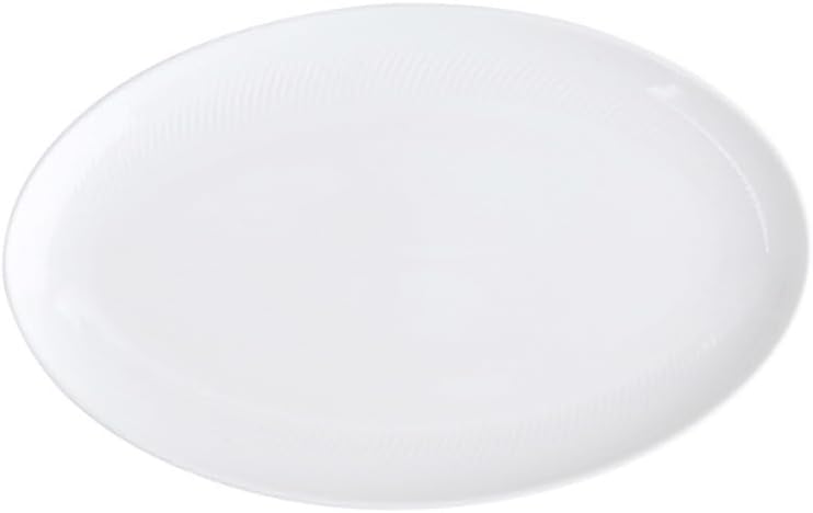 Relief Plates Oval Fish Household Steamed Ceramic Dish White Hotel Tableware