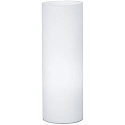 Lampara De Mesa Zakara EGLO Lámpara de mesa Geo, luz de mesa de 1 llama, lámpara de cabecera de cristal, color blanco, cristaL Opas-matt, zócalo E27, incl interruptor