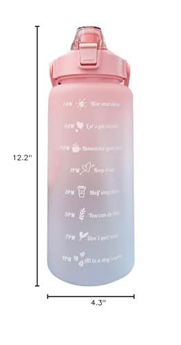 2000ml Sports Bottle, Bike Water Bottle with Handle Straw, Colorful Silicone Water Bottle for Running Exercise Training Hiking Outdoor(Pink)