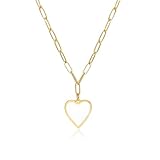 CANDYFACNY Heart Enamel Pendant Necklace for Women Gold Plated Love Paperclip Chain Necklaces Cute Preppy Heart White Enamel Pendant Necklaces Trendy Jewelry Gifts