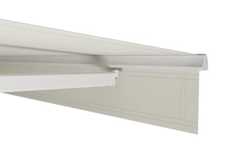 Cazeboo Store banne motorisé 5x3m Semi-Coffre - Toile Beige 320g/m² UV50+ - Structure Aluminium Blanc - Capteur Vent Inclus - 15 m² ombrage terrasse - Télécommande – vue 6