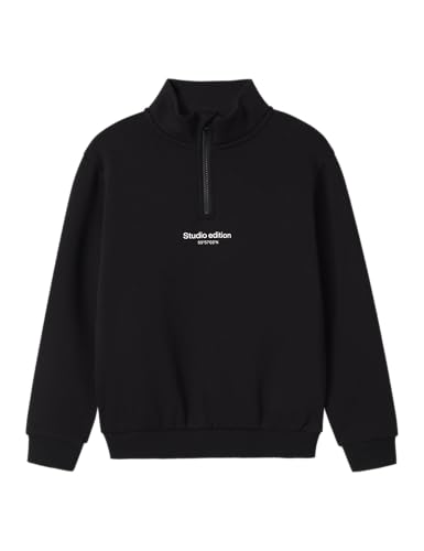 NAME IT Jungen Nkmbrody Ls Nreg Sweat Zip Bru Noos, Black, 158-164