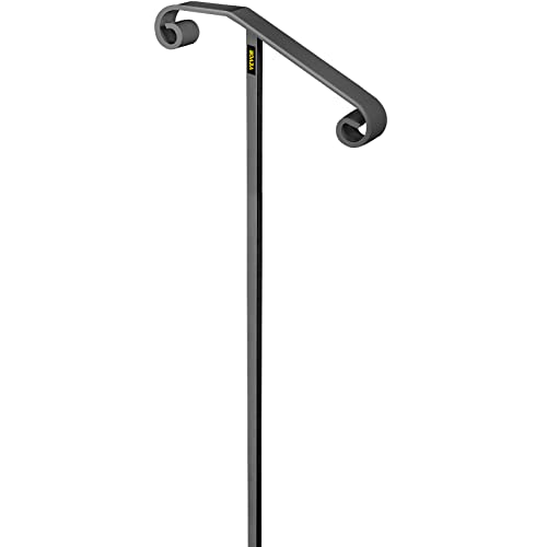VEVOR Single Post Handrail Wrought Iron Post Mount Step Grab Supports in Ground Long Post Fits 1 or 2 Steps Grab Rail Single Post Railing (Gray) by VEVOR - Used condition - US$74.17