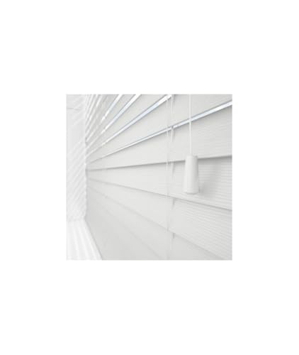 New Edge Blinds Made To Measure White Faux Wood Venetian Blind, 50Mm Slats, String Finish, Smooth/Grained, 40-60Cm X 120Cm - 5