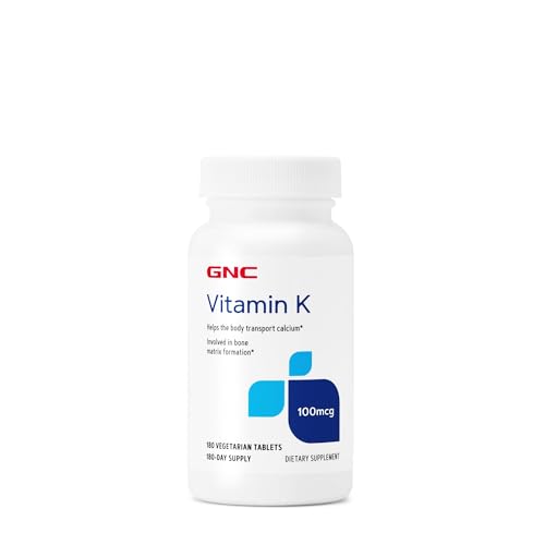 GNC Vitamin K 100mcg, 180 Tablets, Helps The Body Transport Calcium
