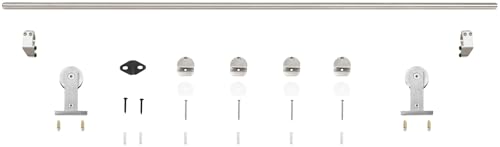 Miseno MBDH0606X78 78-3/4\" Single Roller Round Rod Barn Door Hardware Kit - Champagne Brass - Thumbnail 5
