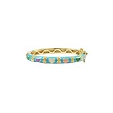 Ivy and Max Gold Finish Aqua Blue Enamel Multi Hearts Girls Bangle Bracelet (35 mm: Age 0-10 Months)