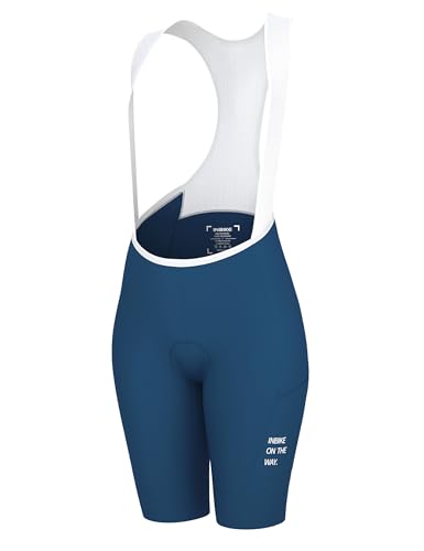 INBIKE Padded Cycling Shorts Women Bib Clothing Bike Ladies Padded Gel 4D Quick Dry Summer UV Protection High Waisted Anti-Slip MTB Road Mountain Bicycle Outdoor Blue M