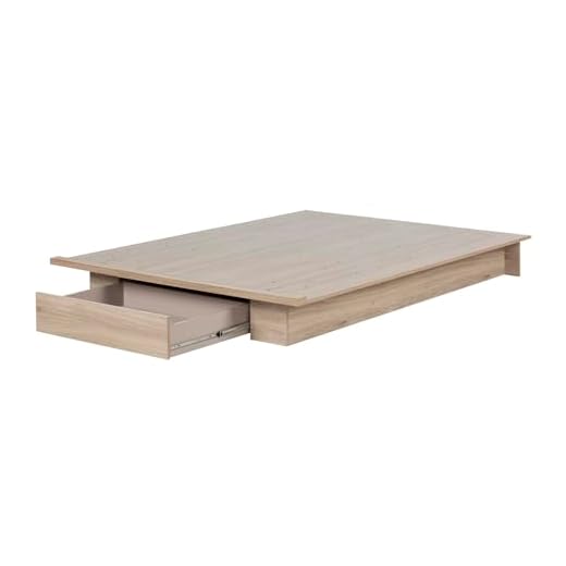 South Shore Primo Full/Queen Platform Bed (54/60'') with drawer, Rustic Oak