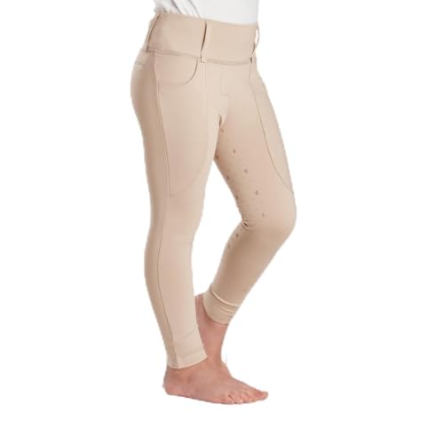 Harry Hall Kids Competition Riding Tights – Silicone Seat, Stretch Fabric, Pockets Beige
