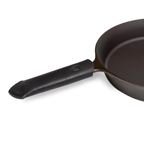 Field Company Black Leather Handle Cover - USA Made Vegetable-Tanned Heat Protection for Field Company Cast Iron Skillets