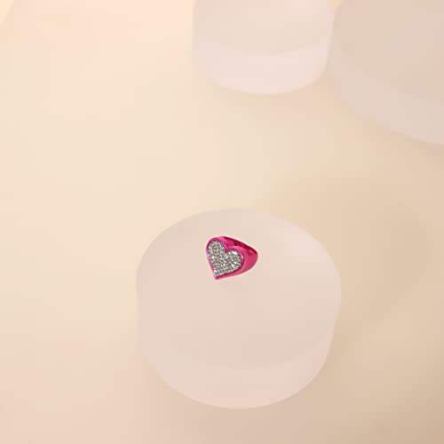 Statement Cocktail Ring Dopamine Brights Electroplated Hyper-Pink Strass Signet Ring (Thin Heart) #TOP2