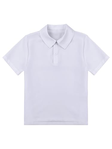 JEATHA Girls' School Uniform Shirts Short Sleeve Oxford Collar T-Shirts Solid Color Tee Blouse Basic Tops3
