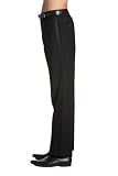 Concitor Men's Tuxedo Pants Flat Front w/Satin Band Stripe Solid Black Color 40