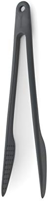 Brabantia Tasty+ Precision Tongs (Granite Gray) Non-Stick, Heat-Resistant, Dishwasher-Safe Nylon Serving, Grilling Cooking Tongs