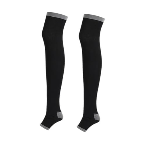 Healvian Calze Compressive Sopra Ginocchio Donna con Punta Aperta Traspirante e Fascia in Silicone per Circolazione Sanguigna Gonfiore Recupero Muscolare e Uso Durante Voli e Gravidanza