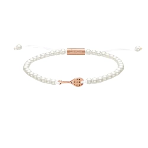 Collar Tenis Club | Joyería Tenis Plata | Collar Tenis | Raqueta | Colgante de Tenis | Pulsera | Pendientes Regalos Mujer Hombre | Pulsera Perla Rosa Tenis, Grand, Acero inoxidable, No es una piedra