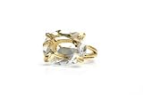 Anemone Gioielli Anello Quarzo Cristallo Abbagliante - Anello Dichiarazione Oro 14k - Moda, Matrimonio, Fidanzamento, Anniversario, Anelli Cocktail Regalo per Donne - Gioielli Gemma Naturale