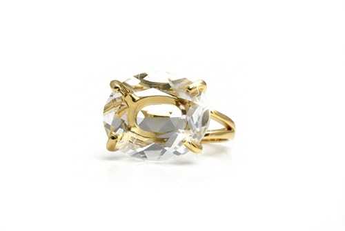 Bague en cristal quartz et or 14k pour mariage et cocktails
