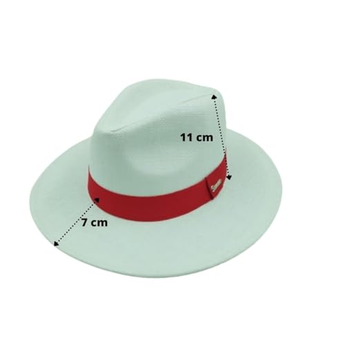 Chapéu Panamá de Abas Largas com Fita Vermelha, Unissex