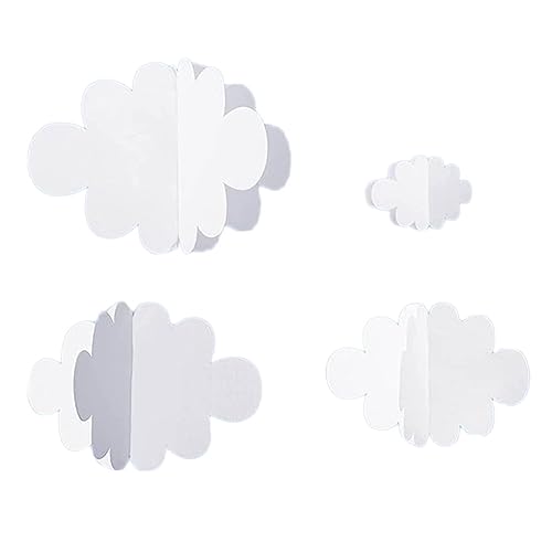 2026 Lot de 4 décorations nuages 3D pour plafond, décoration d'intérieur, art scène, fête de mariage, chambre d'enfant, décoration de fête (blanc, taille unique)