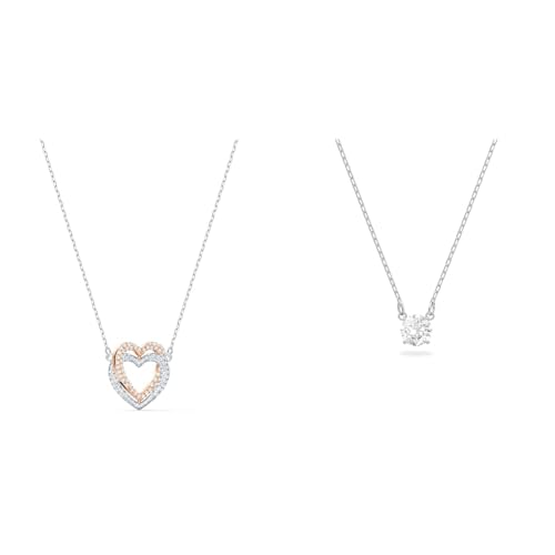 Swarovski Infinity Halskette, Herz, Weiss, Metallmix & Attract Halskette, Rundschliff, Weiß, Rhodiniert