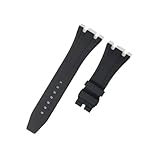 Doux et confortable. TVKSIPAR Bracelet De Montre En Caoutchouc Et Silicone, 27mm, 28mm, 30mm, Adapté For AP, For Royal For Oak Offshore Series, Bracelet De Montre For Femmes Et Hommes, Bracelet Souple(Black-no buckle,28mm