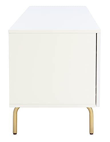 SAFAVIEH Genevieve 65 TV Stand Cream & White Mid-Century Cabinet (MED5000D)