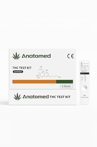 THC - Set di 5 test per la saliva – Test rapido per la cannabis per la casa – rilevamento della marijuana altamente sensibile – Risultato in 5 minuti – Igienico e facile da applicare