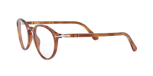 Persol Armação redonda para óculos PO3218V, Lente Terra Di Siena/Demonstração, 51 mm