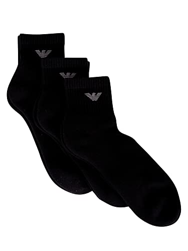 Emporio Armani Homme 3-pack Short Socks Sporty Terrycloth Lot de 3 paires chaussettes courtes, Noir, Taille unique EU