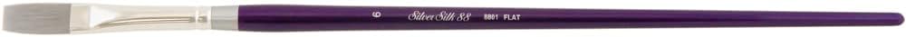 Silver Brush Limited 8801-6 Silver Silk 88 Flat Paintbrush for Acrylic, Watercolor, Gouache, Inks, Dyes, Size 6, Long Handle