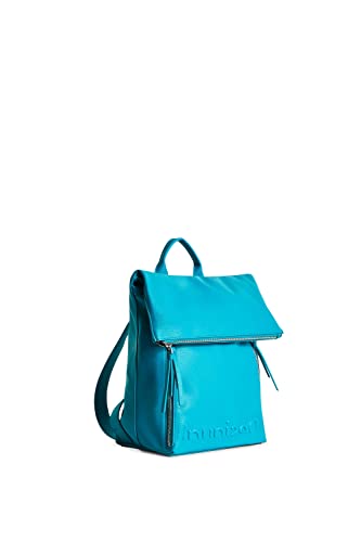 Turchese tinta unita Desigual Back_Half Logo NERANO, Zaino Medio Donna, Blu, Taglia Unica