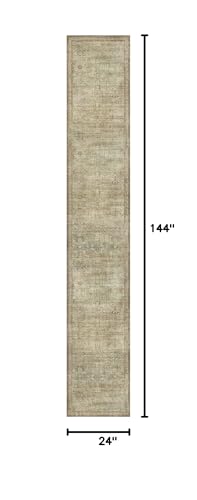 GENIMO 2x12 Non Slip Hallway Runner Rug, Machine Washable, Thin & Low Pile Lightweight for Kitchen, Laundry, Entryway, Bedroom & Living Room, Taupe/Brown