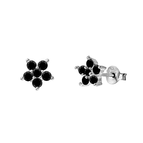 Boucles d'oreilles argent 925 avec zircon noir étincelant pour femme