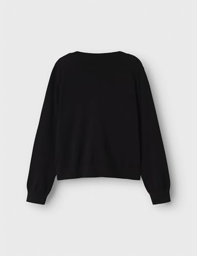 NAME IT Mädchen Nkfvalane Ls Knit Card Noos, Black, 134/140 cm