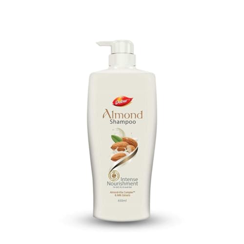 Dabur Almond Shampoo - 650 ml | For Nourished & Smooth Hair | Intense Nourishment | Helps in Hair Strenghtening | With Almond-Vita Complex & Milk Extr