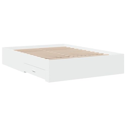 vidaXL Cama con Cajones, Somier Doble de Invitados, Estructura de Cama, Mueble para Dormitorio, Madera de Ingeniería Blanco 120x190 cm