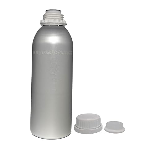 UN Rated Aluminum Bottles – Durable, High Purity Brushed Aluminum for Hazardous Chemical Transport | With Tamper Evident Cap & LDPE Plug | 1250ml / 1.25kg | UN Certified for Essential Oils & Solvents