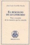 El rescoldo de lo literario. Poso y recuerdo de los maestros que he conocido 8470307568 Book Cover