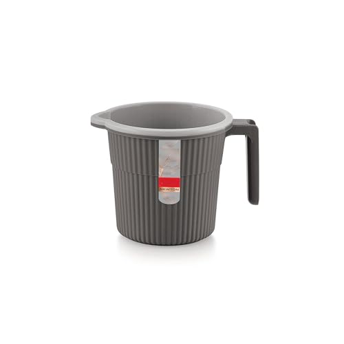 Image of Plastic Bathroom Set with Mug Patla /Stool | Bath Accessory Set (20 Liter Bucket+ 1 Liter Mug+Big Stool) (Dark Grey)