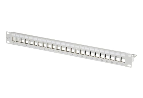 Support Keystone 19" 24 Ports METZ CONNECT : Panneau de Brassage 1U Blindé Gris pour Baie Réseau
