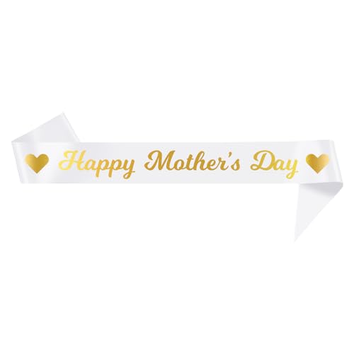Party to Be Happy Mother's Day Sash Party Decorations for Mother's Day (White)