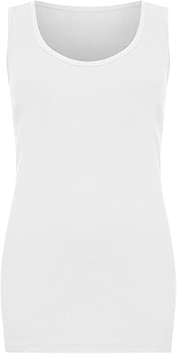 Image of Pretty Attitude Plus Size Womens Plain Ribbed Ladies Sleeveless Scoop Neck Vest Top 14-28 (as8, Numeric, Numeric_20, Regular, Regular, White)