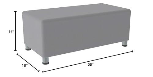 Image of Sprogs 12 inch H Structured Rectangle Stool -Flexible Modular Collaborative Soft Seating for Office, Home, Lounge and School Classrooms with Durable Frame & Set of 2 inch Legs Add-on - Teal