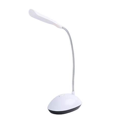 Hfior LED-Schreibtischlampe, batteriebetrieben, augenschonend, flexibler Schwanenhals, Tischlampe, für Zuhause, Büro, Schlafzimmer, Lesen, Arbeit, Arbeitszimmer - Weiß Cover